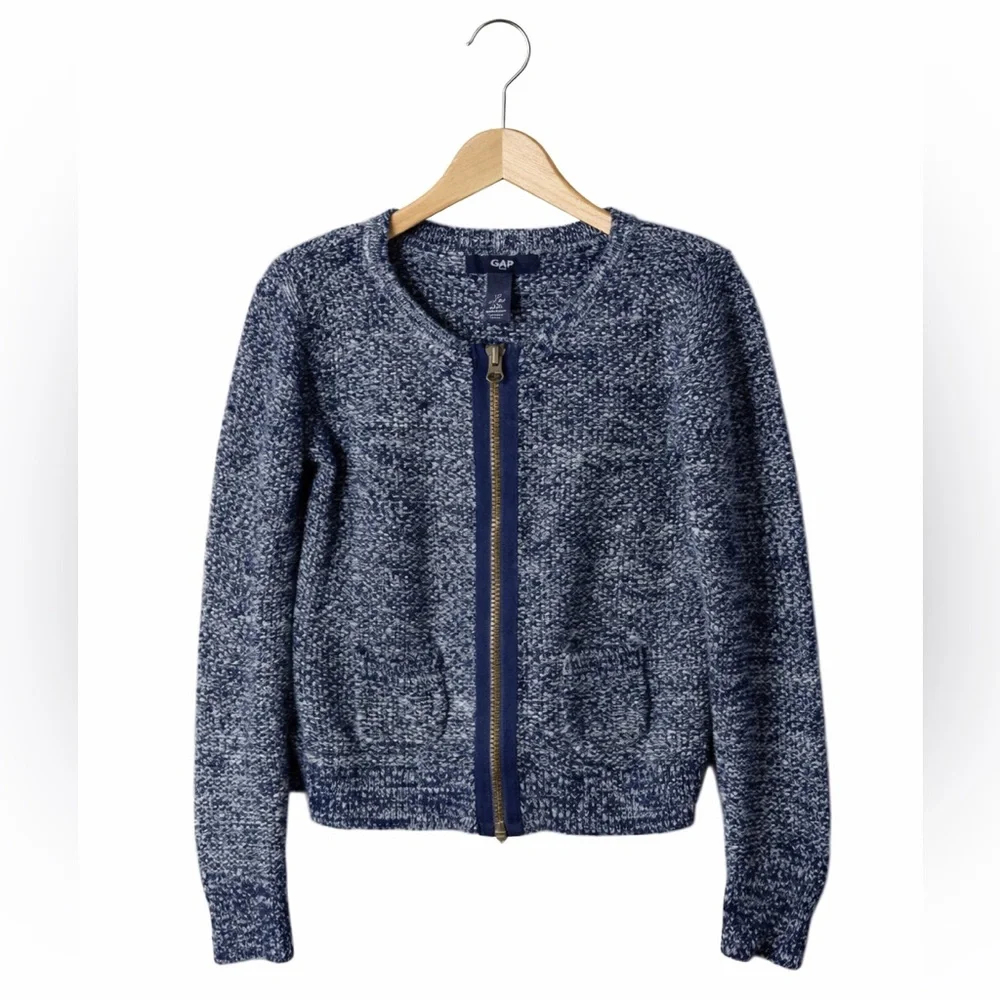 Gap Kids. Blue & White Knit Zip-Up Sweater. Size Small. Great Condition